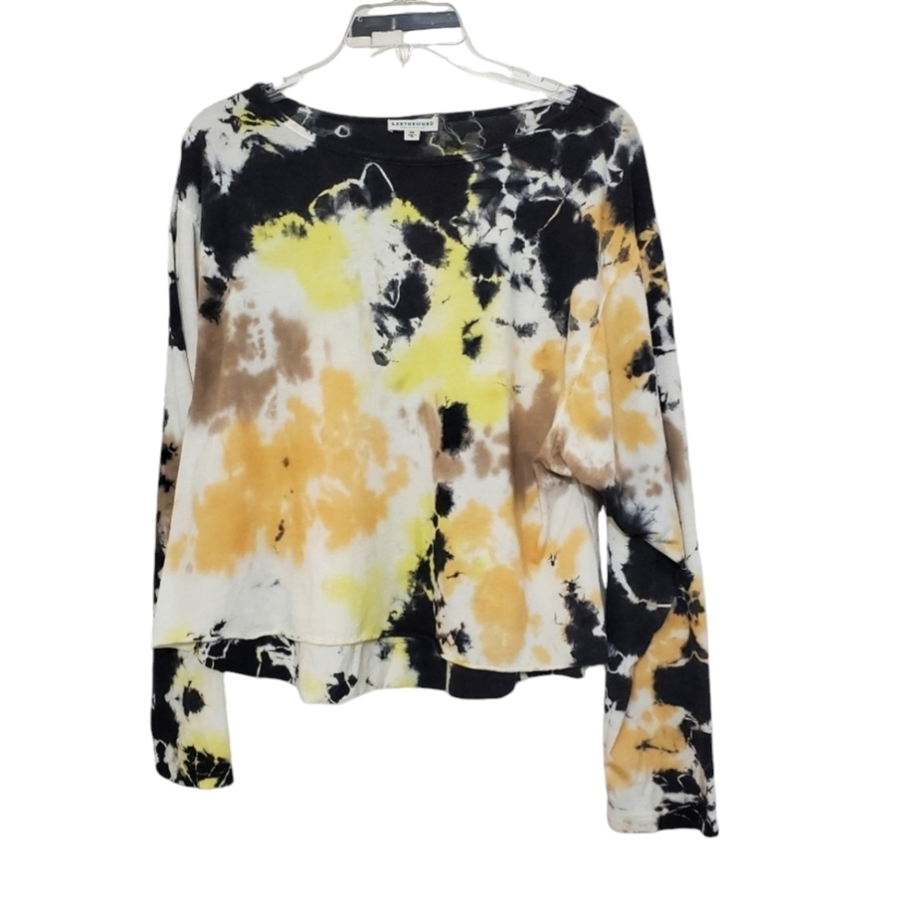 Earthbound Trading Long Sleeve Tie Dye Crop Top, Size Medium
